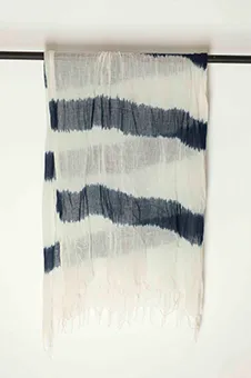 White and Navy Sheer Scarf