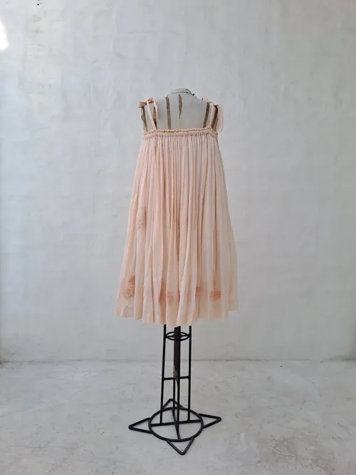 Innika Choo Salmon Midi Dress with Flowers Embroidered