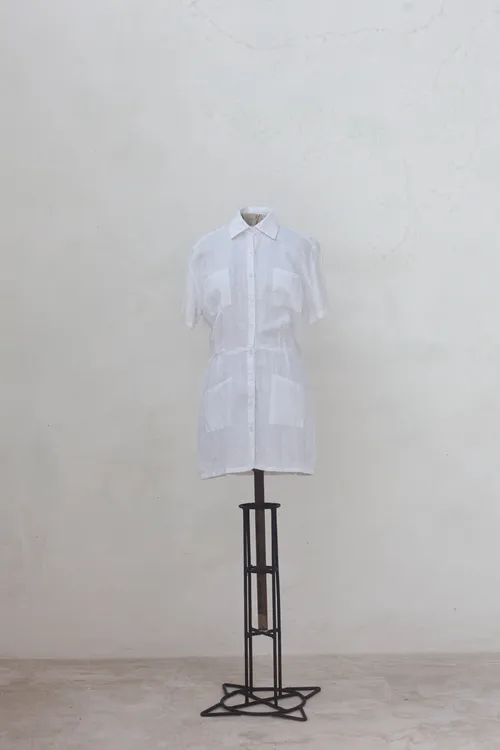White Linen Shirt Dress