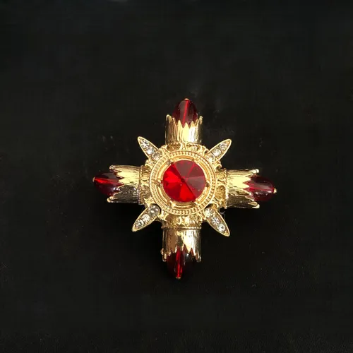Vintage Victorian Brooch with Red Ruby Gemstone