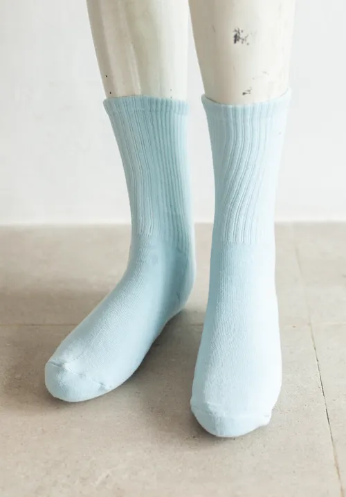 Pale Blue Ribbed Socks