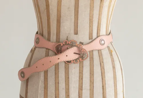 Pink Belt with Painted Enamel Buckle