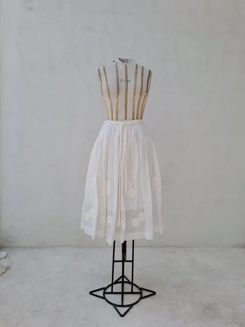 Innika Choo White Tied Long Skirt with Flower Embroidered