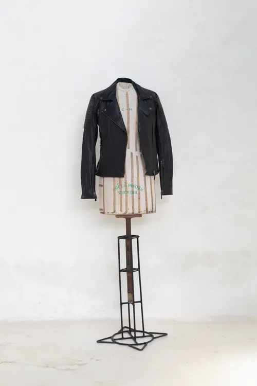 black leather jacket