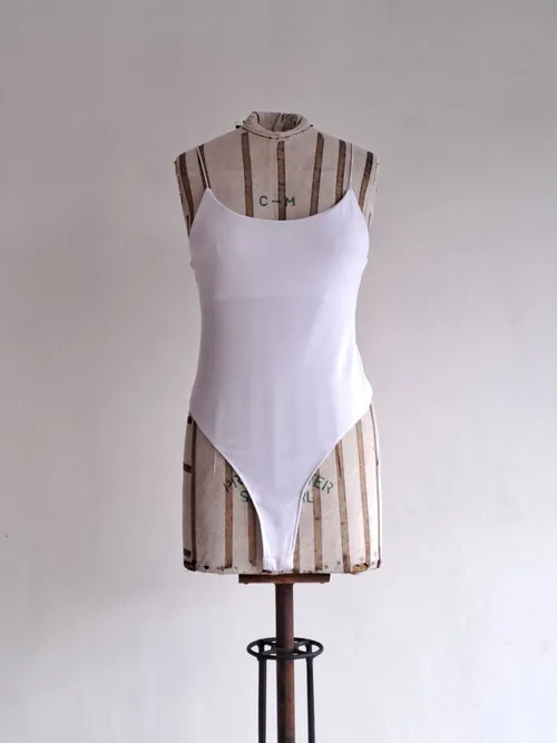 White One-Piece Swimsuit (Thin Straps)