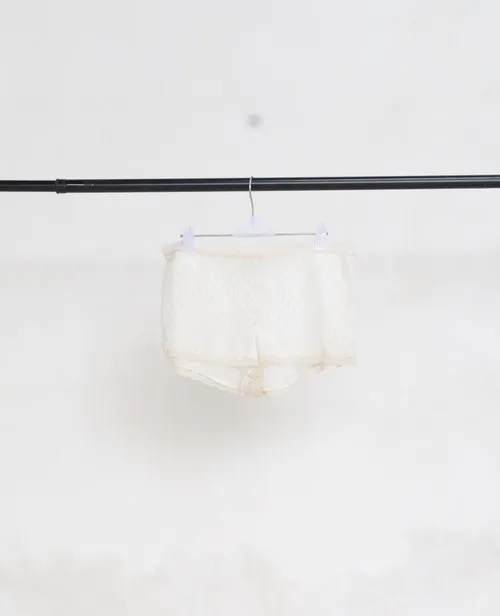Cream Cotton and Lace Shorts