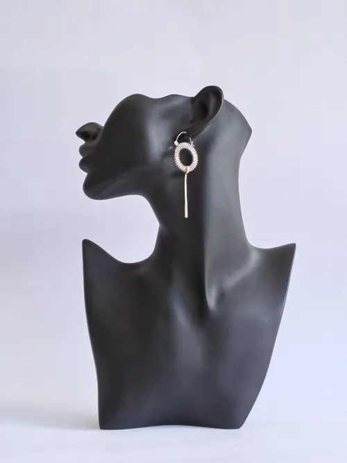 Circle Wand Earrings with Gemstone