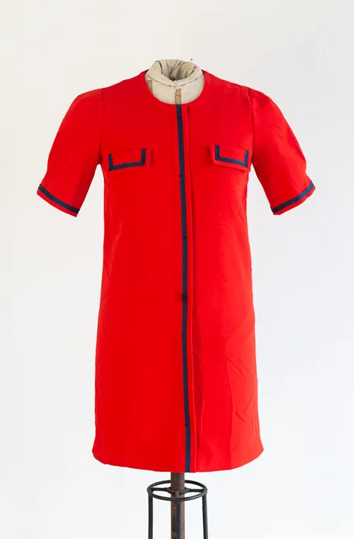 Vintage Red Dress with Navy Details 