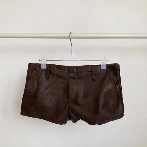 Dark Brown Faux Leather Shorts