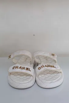  Sandals with Gold CHANEL Logo
