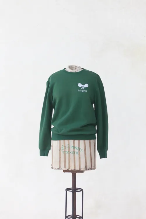 Dark Green Sweater with Tennis Racquets Logo