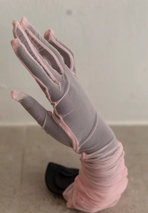 Long Sheer Pink Gloves
