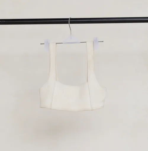 White Textured Bikini Top