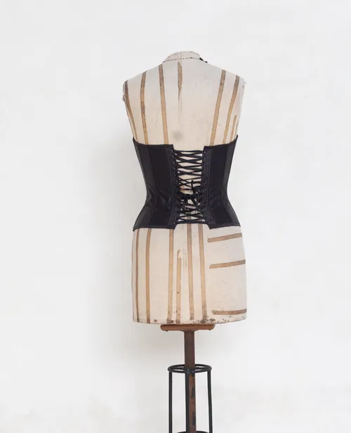 Black Corset with Lace Details and Criss-Cross Back Ties