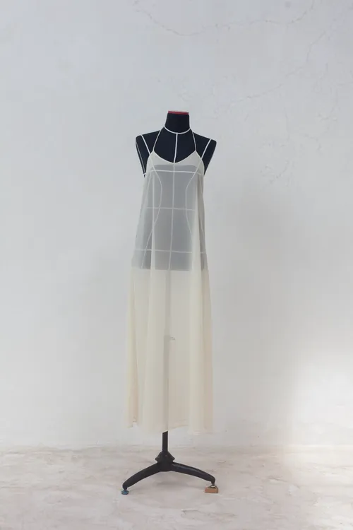 Cream Long Slip Dress