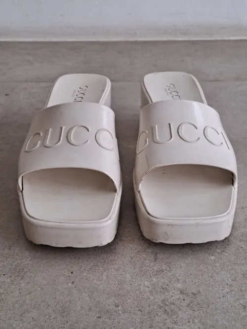 Gucci White Jelly Platform Sandals