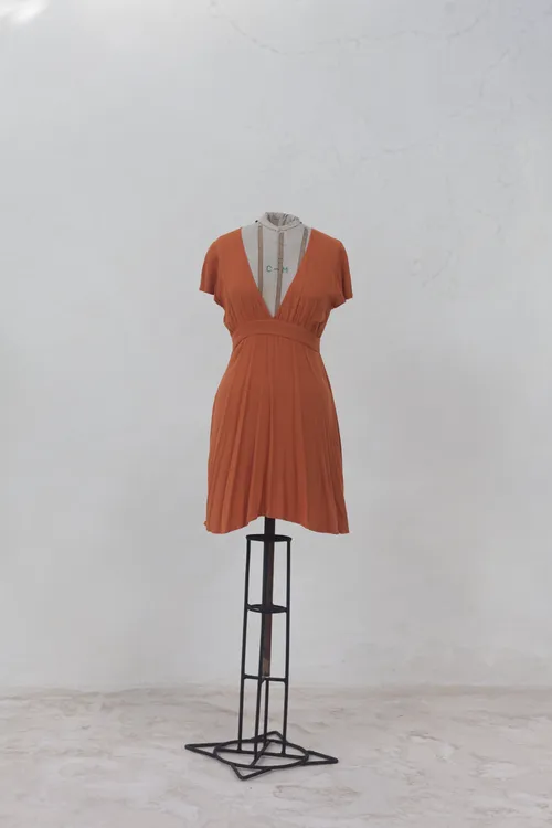 Orange Dress with V-Neck