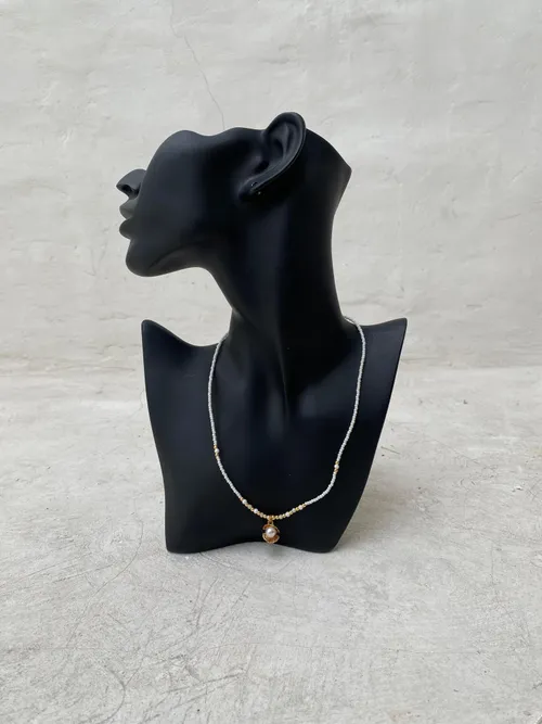 White Beads with Pearl Shell Necklace