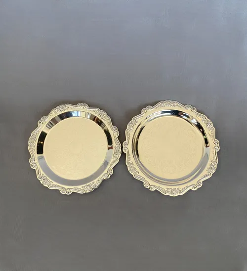 Round Silver Serving Tray (Set)