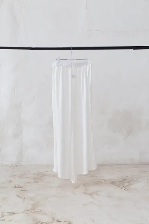 White Satin Palazzo Trousers