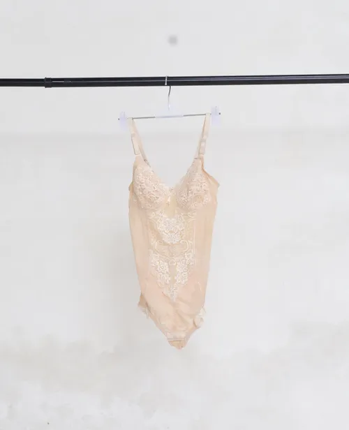 Nude and White Lace Bodysuit