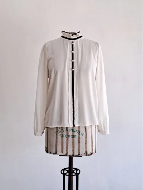 White Blouse with Pearl Buttons