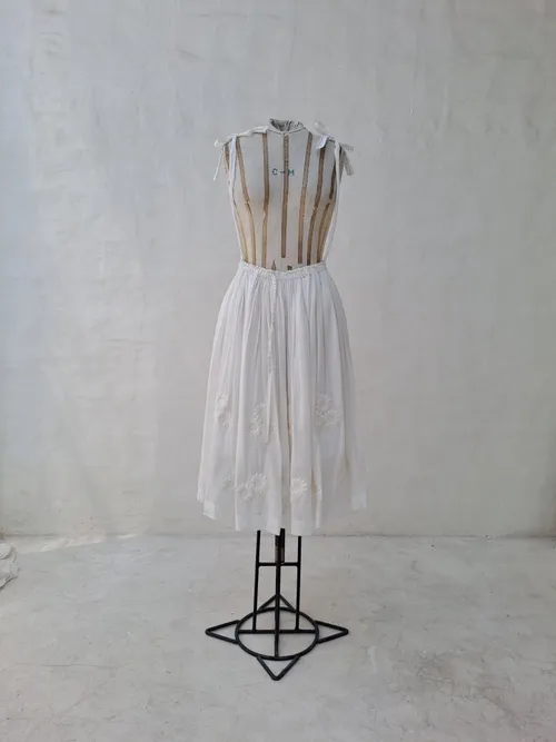 Innika Choo White Tied Long Skirt with Flower Embroidered