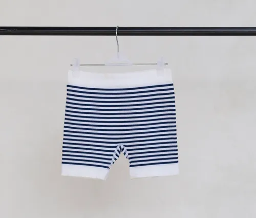 Navy and White Striped Shorts