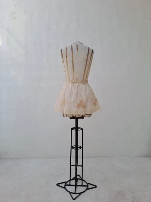 Innika Choo Peach Short Skirt with Flowers Embroidered