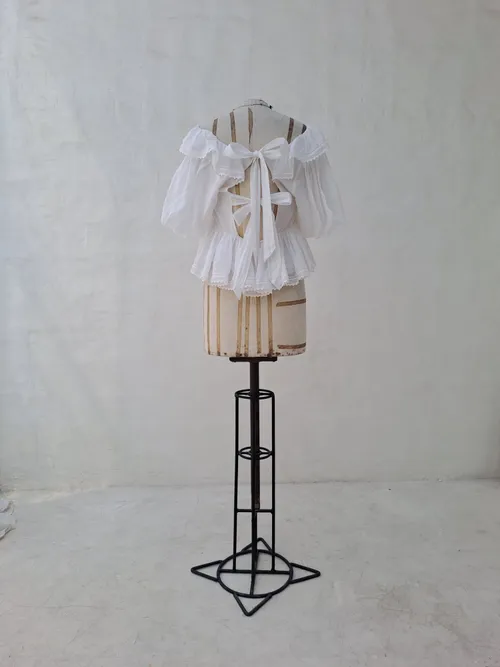 Innika Choo White Ruffles Top with Bow Back