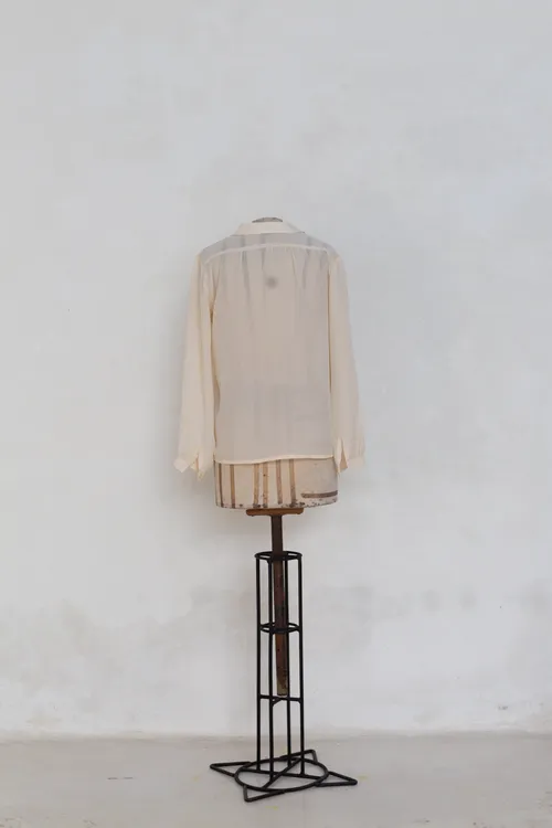 Sheer Cream Satin Blouse