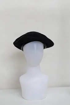 Black Beret with Leather Insert