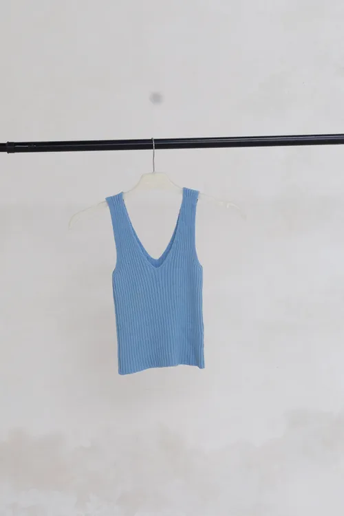 Blue knit vest