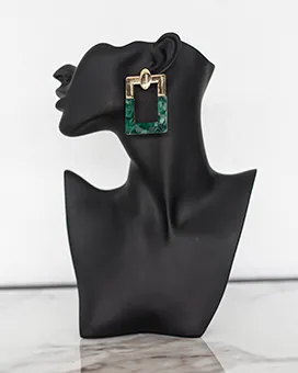 Retro Style Green and Gold Earrings