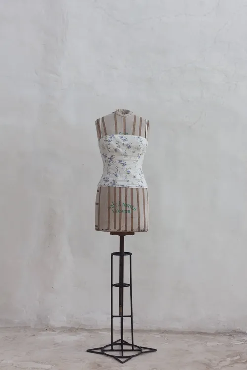 White Camisole with Blue Floral Pattern