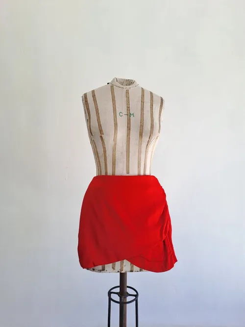Red Silk Mini Skirt