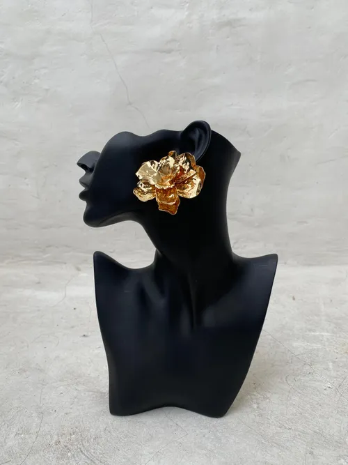 Giant Flower Gold Earrings