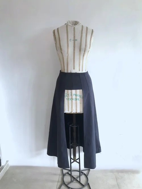 Open Front Grey Midi Skirt