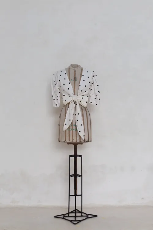 White and Black Polka Dot Top