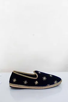 Venetian Style Embroidered Velvet Slippers