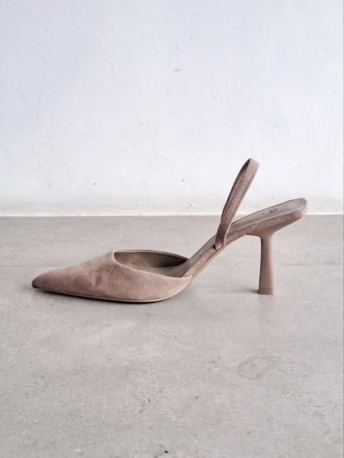 Nude Suede Slingback Heels