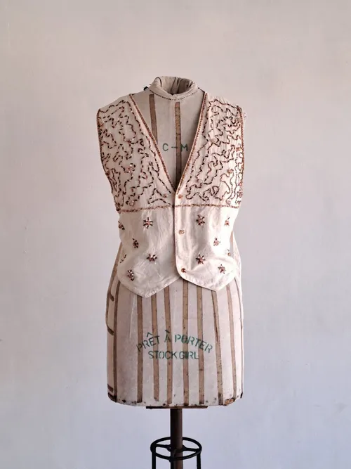 Cream Vest with Beads