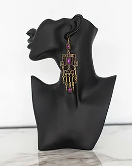 Vintage Style Chandelier Earrings with Purple Gems