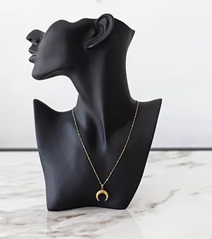 Thin Gold Chain with Half Moon Pendant
