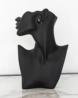 Tiny Patterned Half Hoop Gold Earrings