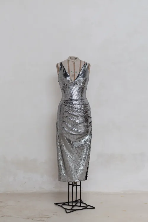 Vintage Silver Metallic Dress