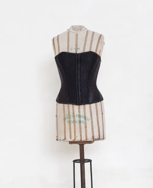 Black Corset with Lace Details and Criss-Cross Back Ties