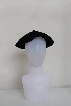 Black wool Beret Hat