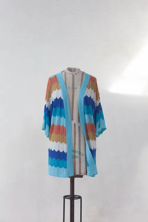 Long Cardigan with Retro Missoni Style Pattern