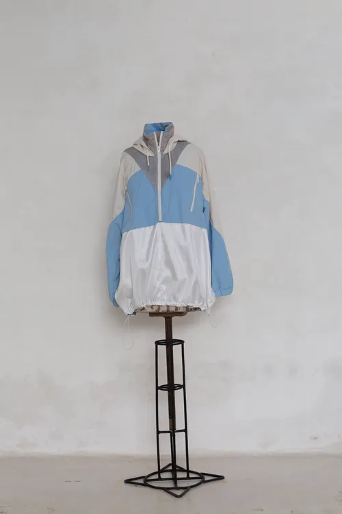 Grey, Blue and White Windbreaker Sports Jacket